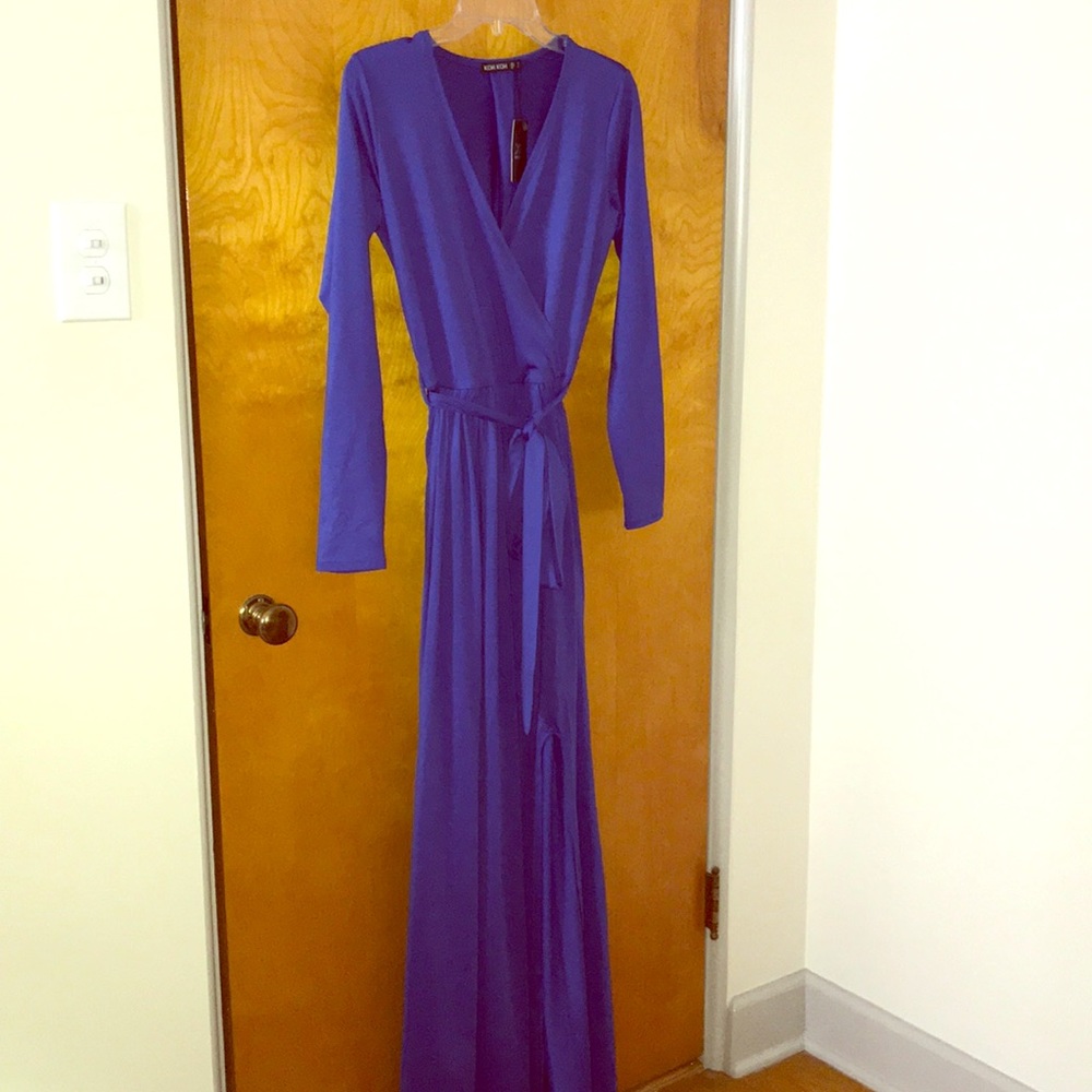 Long sleeve blue maxi with slit